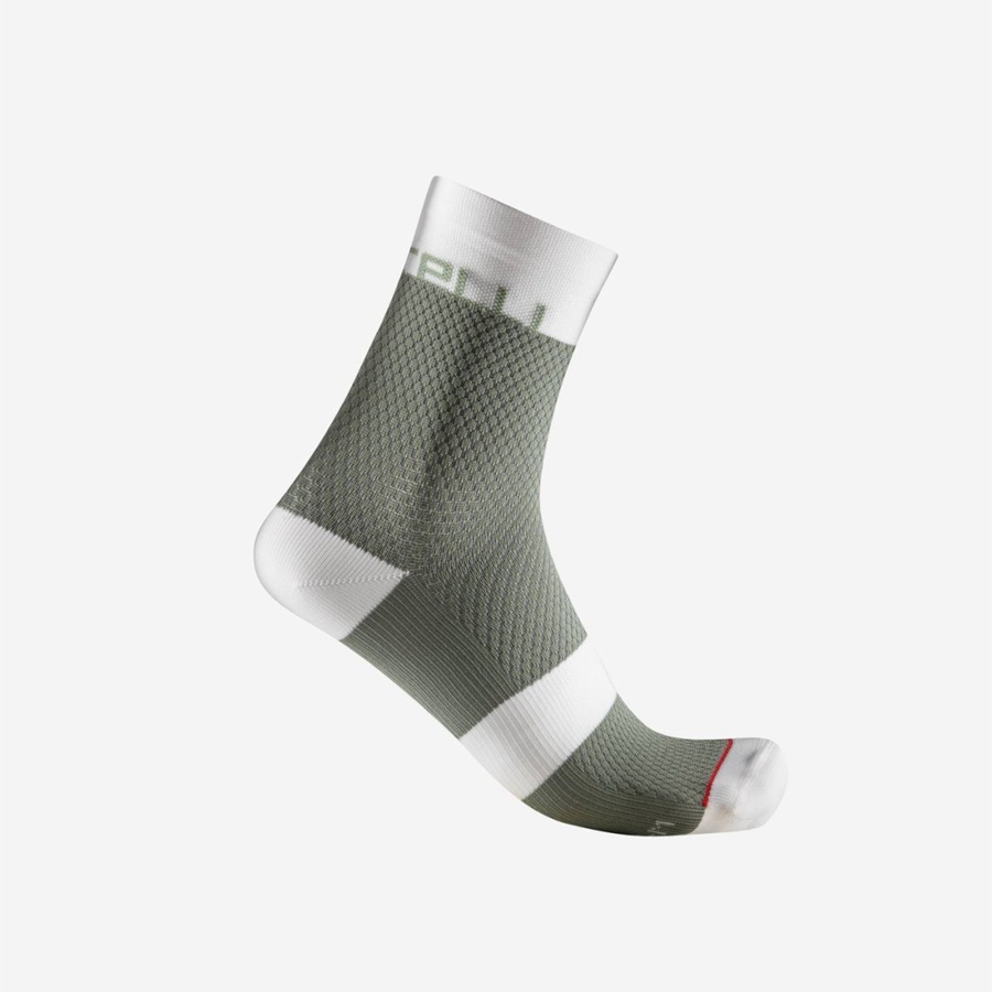 Castelli VELOCISSIMA 12 Women Socks Green / White | 4253MNUDH