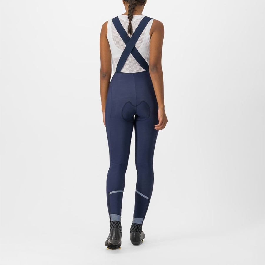 Castelli VELOCISSIMA DT Women Bib Tights Blue / Silver | 8473WSKHQ