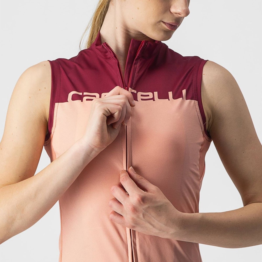 Castelli VELOCISSIMA SLEEVELESS Women Jersey Pink / Burgundy | 8756FIOLJ