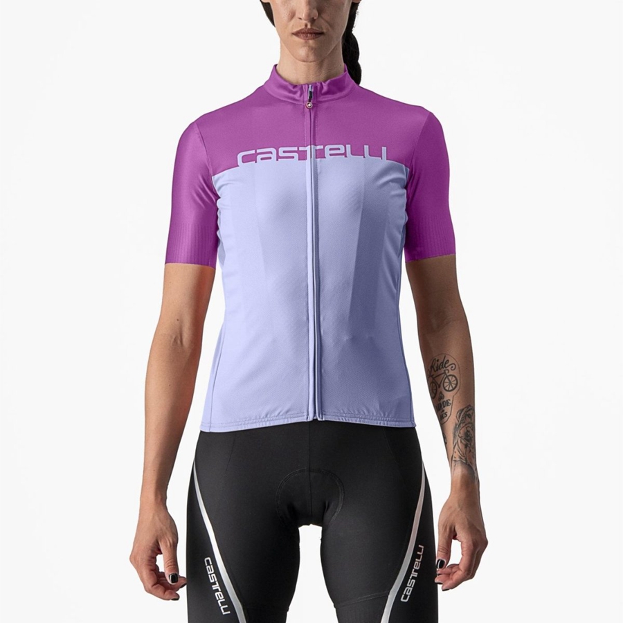 Castelli VELOCISSIMA Women Jersey Purple White | 6392CURYH