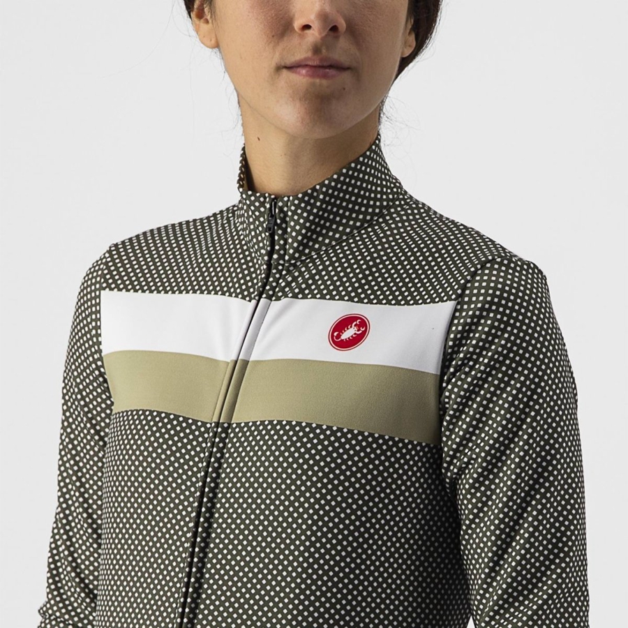 Castelli VOLARE LS Women Jersey Green / White / Green | 5934MTKJO